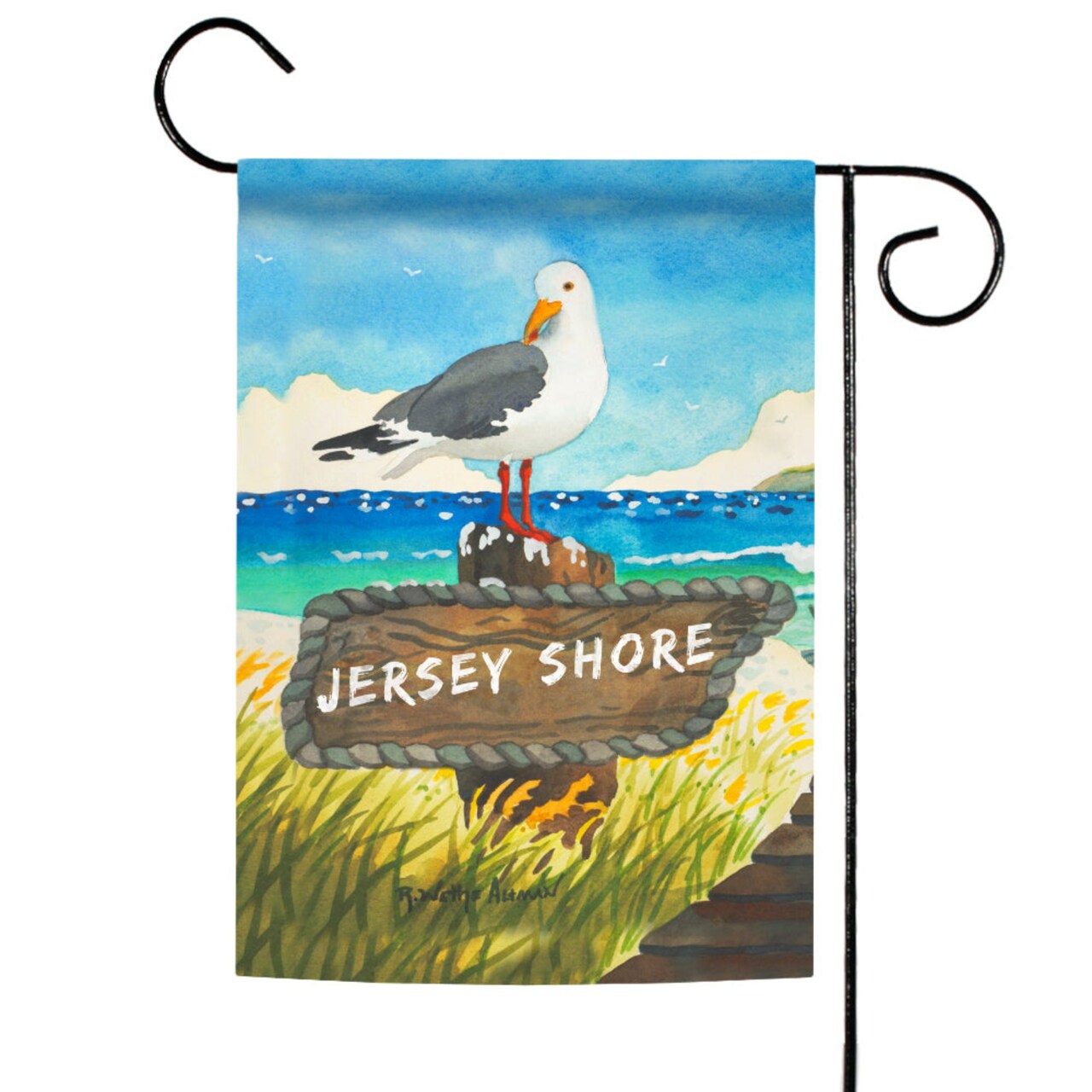 Toland Home Garden Blue and Green Beach Bird Jersey Shore Outdoor Garden Flag 18" x 12.5"